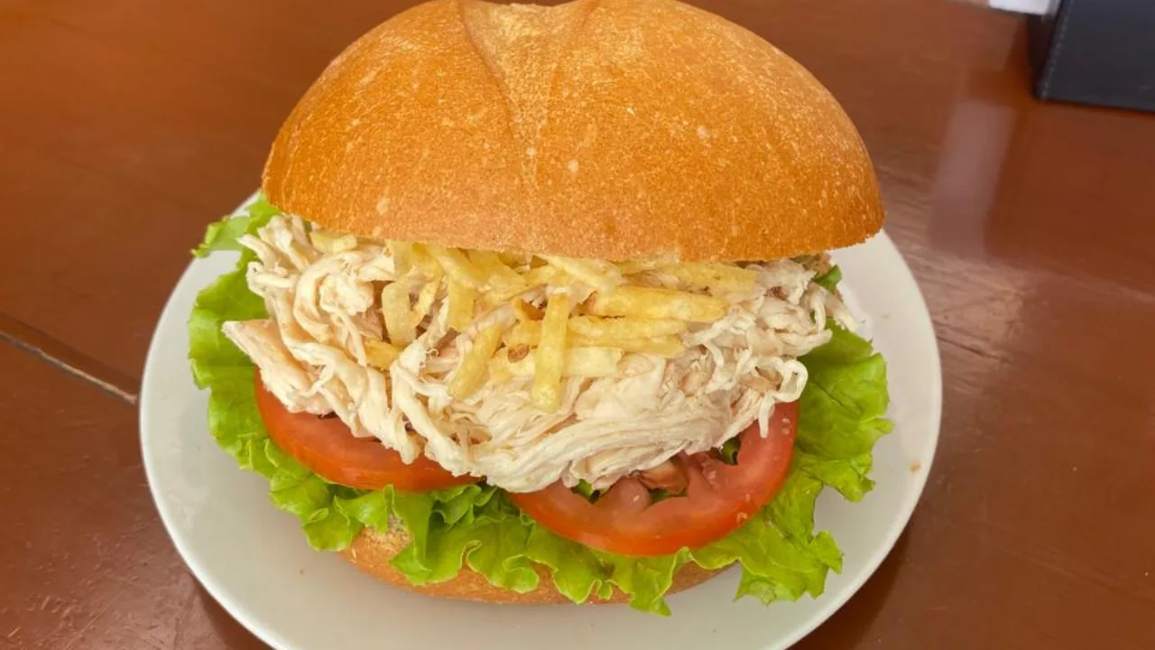 Sandwich de pollo deshilachado